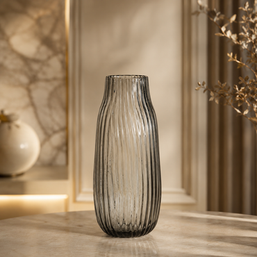Karaca Home Janis Glass Grey Vase 31.5 cm, 200.22.11.0006
