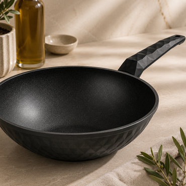Karaca BioDiamond Antibacterial Handle Induction Base Wok Pan 28 cm, 153.03.08.0420