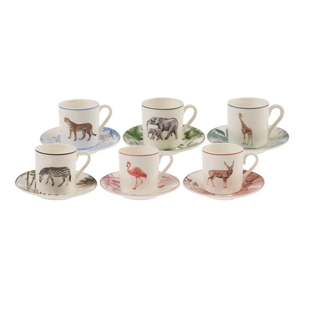 Karaca Jungle Set of 6 Coffee Cups, 80ML, 153.03.06.4676