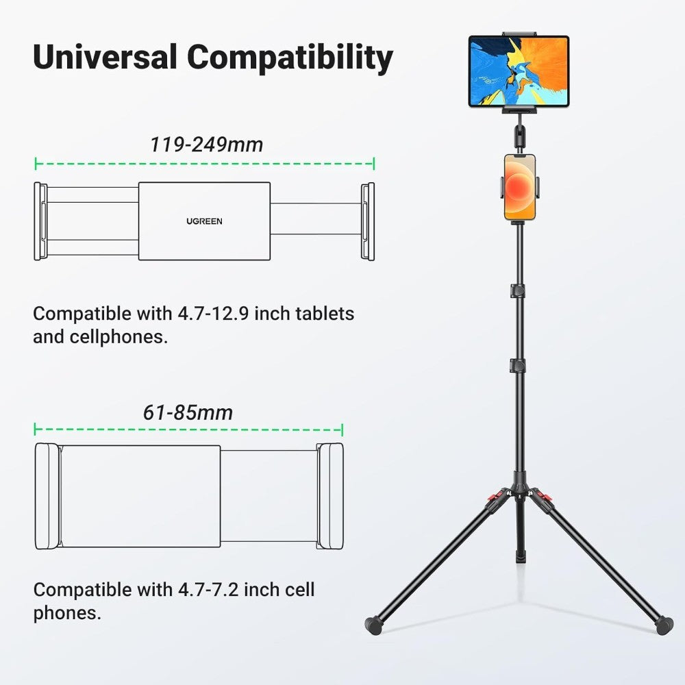 Ugreen, Tripod Stand 1.7M For Tablet And Phone, With Two Holders, One For Phone And One For Tablet Ugreen Lp585 - 15647