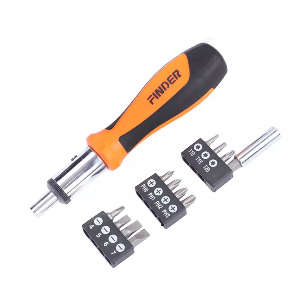 Finder, 13Pcs Ratchet Screwdriver And Bits Set