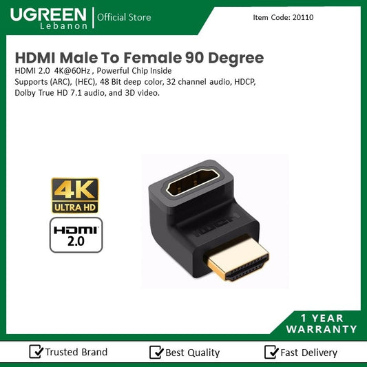 Ugreen, Hdmi Male To Female 90 Degree Ugreen Hd112 - 20110