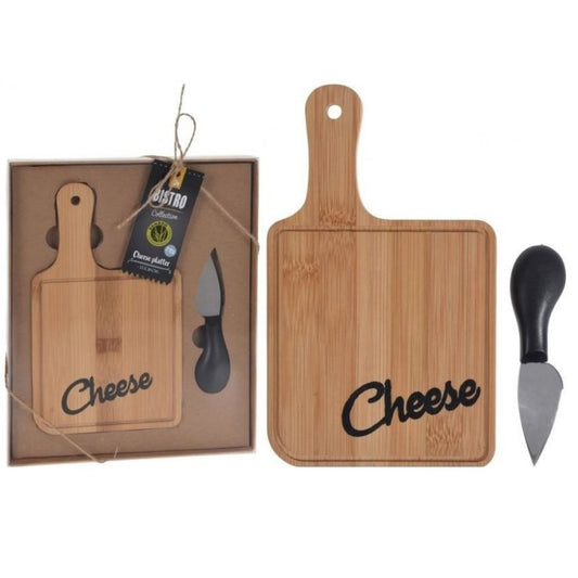 Bamboo Board Cheese Set With Knife