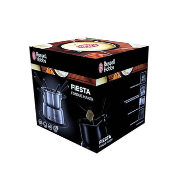 Russell Hobs Fiesta Fondue Maker Stainless Steel 2L Dishwasher Safe Bowl 6 Fondue Forks 1200W, 22560-56