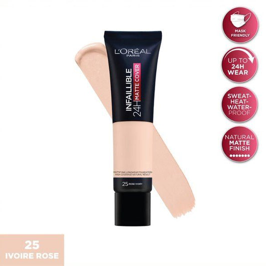 L'Oreal Paris, Infaillible 24H Matte Cover Foundation- 25 Rose Ivory