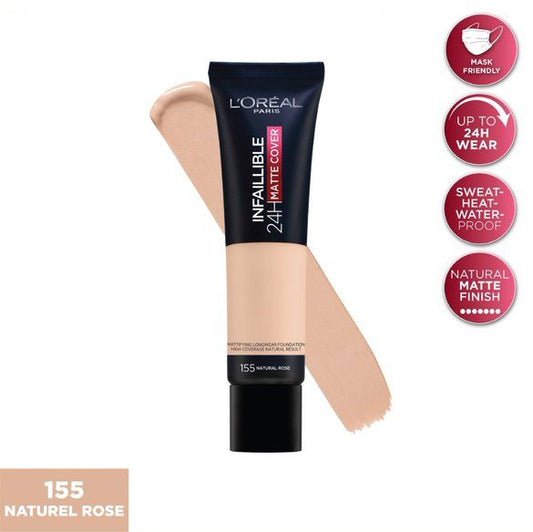 L'Oreal Paris, Infaillible 24H Matte Cover Foundation- 155 Natural Rose