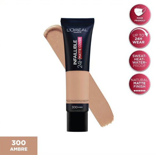 L'Oreal Paris, Infaillible 24H Matte Cover Foundation- 300 Amber