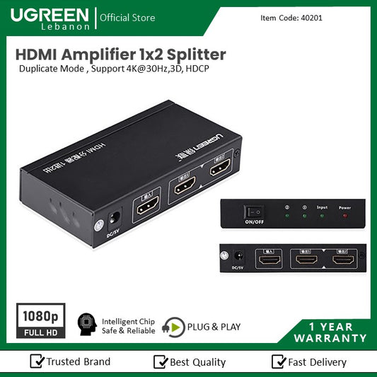 Ugreen, 4K, Hdmi Amplifier 1X2 Splitter Ugreen 40201Eu