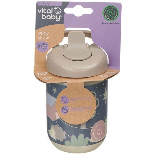 Vital Baby, Hydrate Sippy Straw 350ml - Woodland Glow