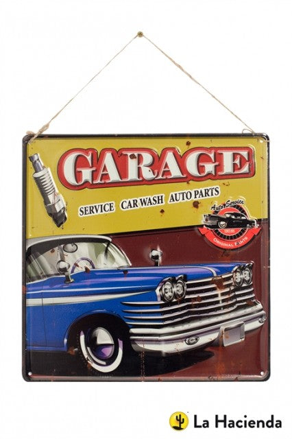 La Hacienda, Garage Embossed Metal Sign 30X30Cm