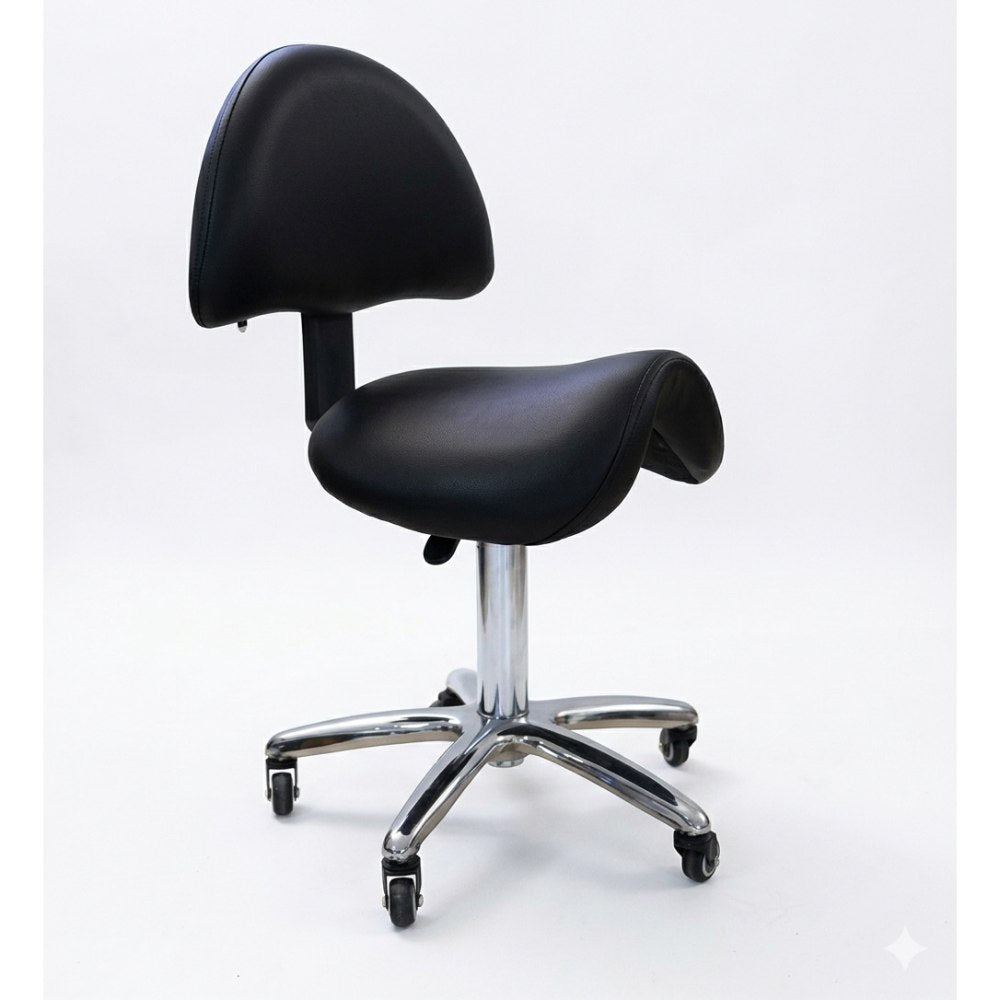 La Perla Tech, Adjustable Salon Rolling Chair Black ? Cushioned Beauty Chair Chrome Base, 6290012144188