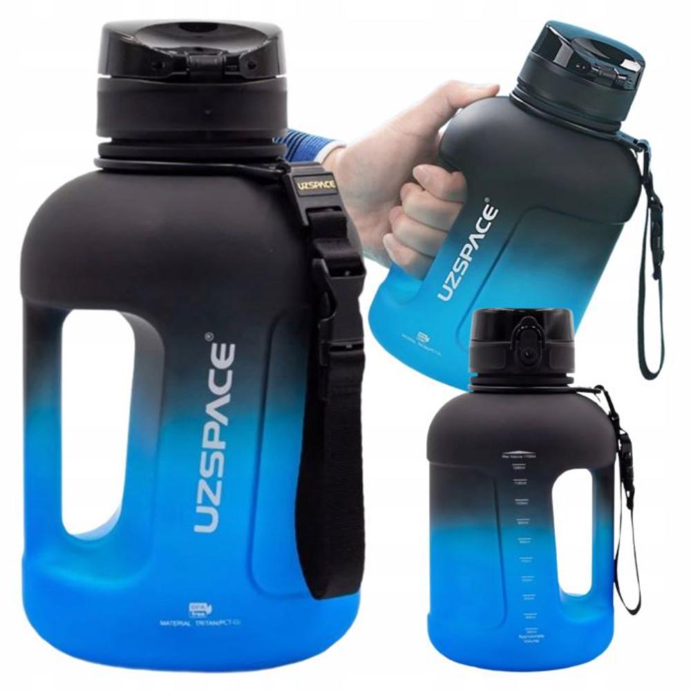 Uzspace Plastic Water Bottle Gallon 1700Ml BPA Free #3065 Black And Blue , 6955482333587