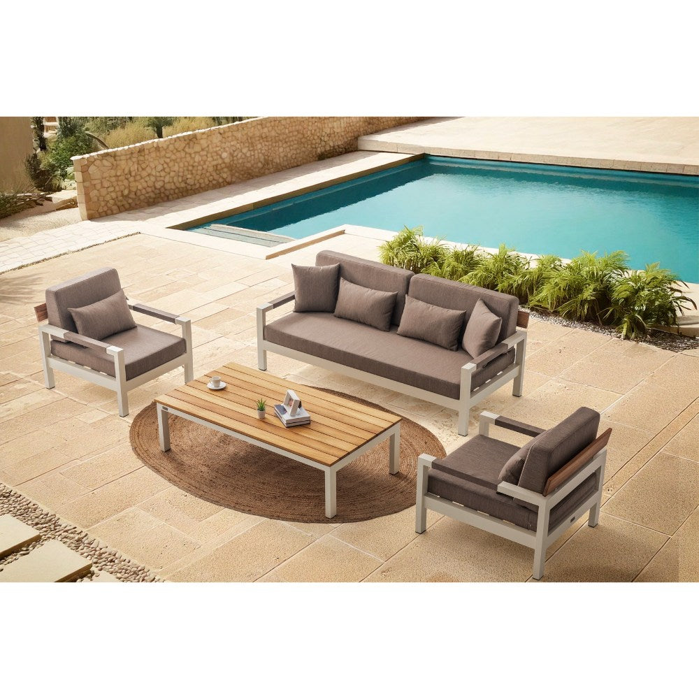 BT, Outdoor Sofa Set BT Corfu 3+1+1+Coffee Table Cream