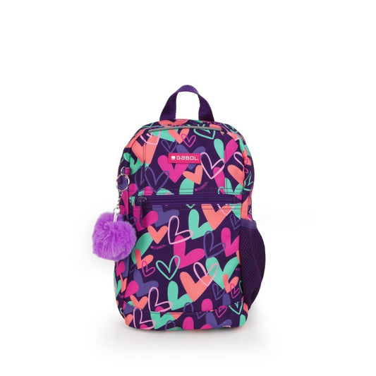 Gabol, School Small Backpack 1 Parts Kokoro Hearts 22x30x16cm#237887/2026 Purple.