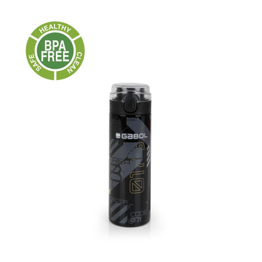 Gabol, School Stainless Steel Bottle Byte 6.5x22.5x6.5cm 600ML#238652/2026 Black.