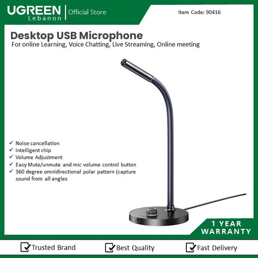 Ugreen, Desktop Usb Microphone For Online Learning, Voice Chatting, Live Streaming, Online Meeting Ugreen Cm564 - 90416