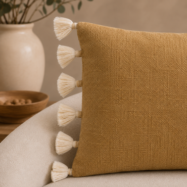 Karaca Home Arina Filled Mustard Cushion 55 cm, 153.09.01.6794