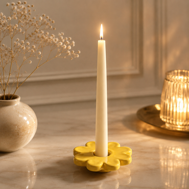 Karaca Home Grandeur Yellow Ceramic Candle Holder-, 153.09.01.0910