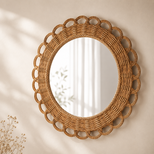 Karaca Home Melanie Knitted Wicker Look Wall Mirror 20 cm, 300.22.02.0018