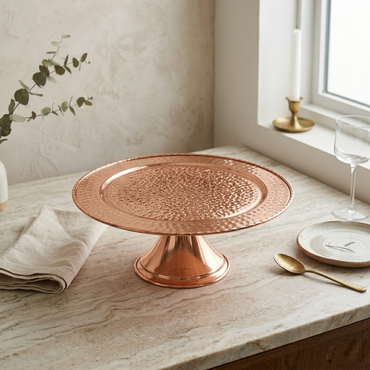 Karaca Anatolia Footed Tray Copper - Elegant Decorative Dessert & Cookie Stand, 300.21.02.0223