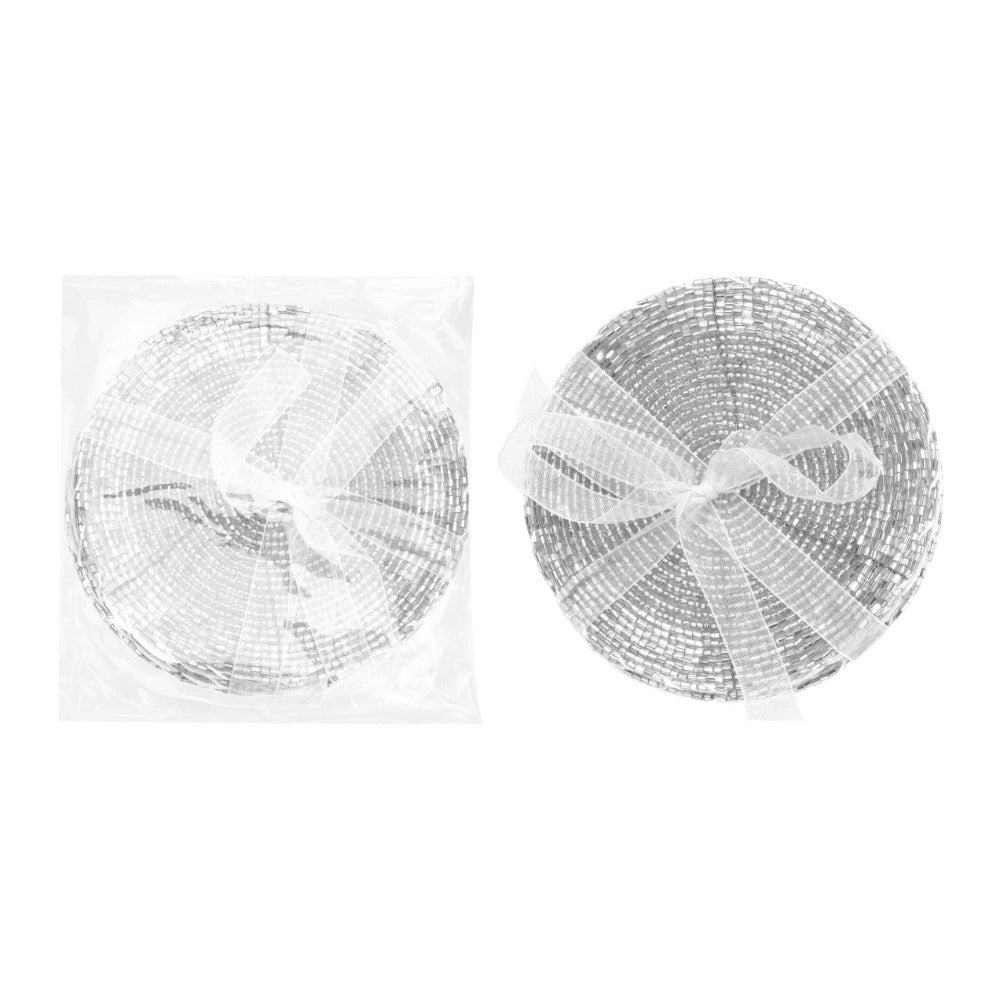 Coasters Beads Silver Set 4 Pcs