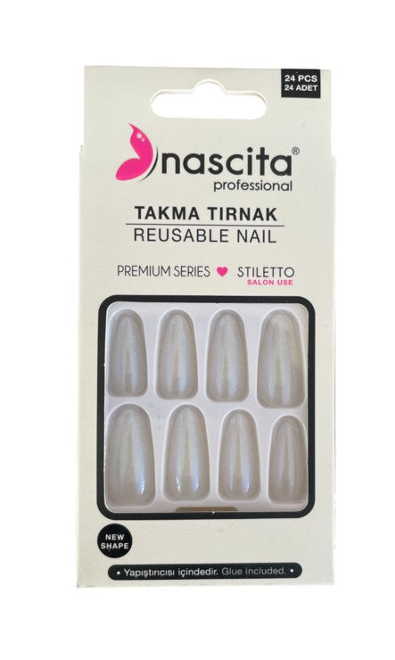 Nascita, Stiletto Designed Nails With Glue 196 Pack of 24