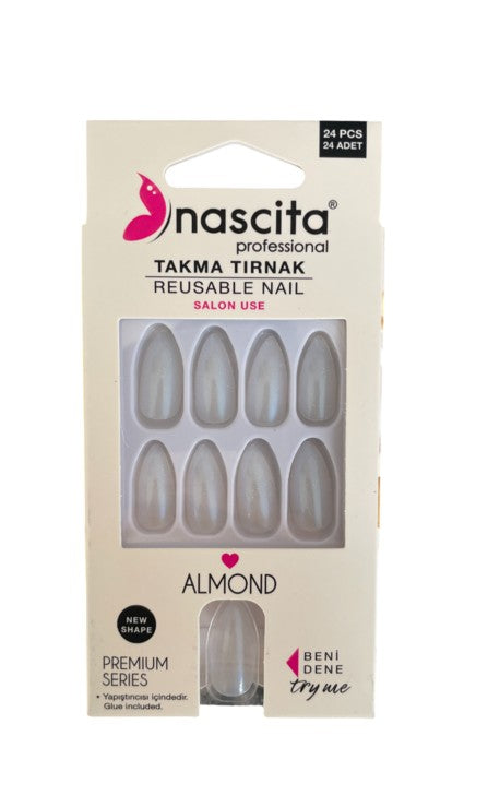 Nascita, Almond Designed Nails With Glue 199 Pack of 24