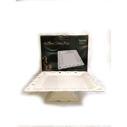 Arow, 26Cm Square Stand Plate Embossed 26Cm