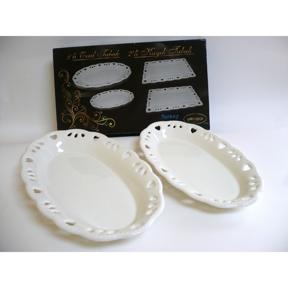 Arow, 2 Oval Plates Embossed 31Cm And 28Cm