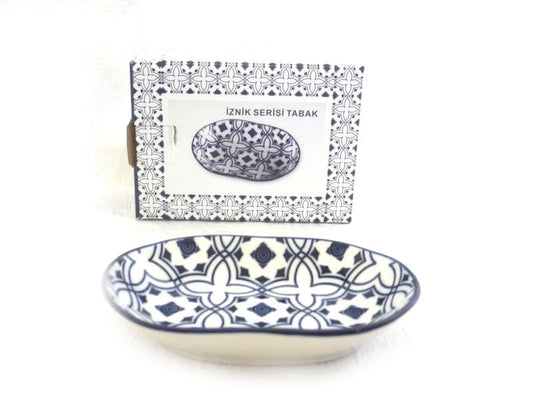 Arow, Oval Porcelain Dish Blue Design 10X7Cm - 6Pc / Box