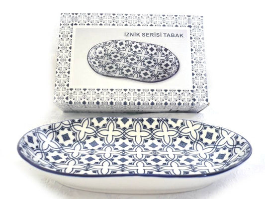 Arow, Oval Porcelain Dish Blue Design 25X16Cm - 4Pc / Box
