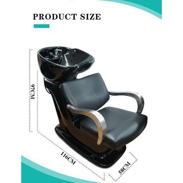 La Perla Tech, Shampoo Chair Backwash Unit Sink Station with Tilting Ceramic Bowl, Ideal for Barbershop,Beauty Salon Spa (Black)