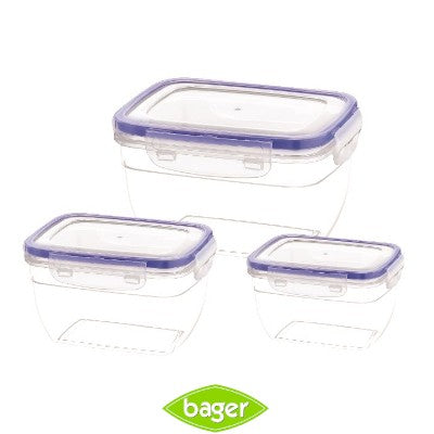 Bager, Cook&Lock Rectangular Storage Container (575+1050+1850 Ml) (Deep)