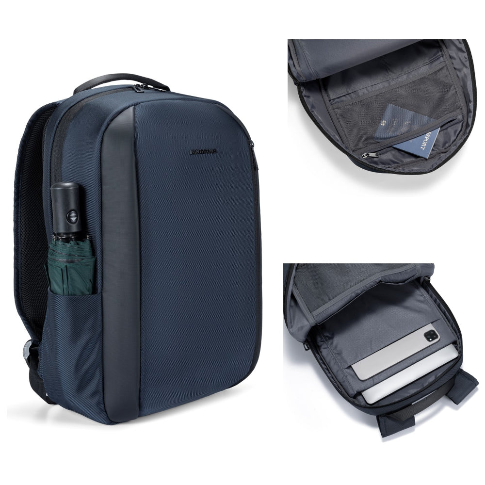 KINGSONS KS25458 18L Ergonomic Business Laptop Backpack, Waterproof, Scratch-Resistant Travel Commuter Bag Blue