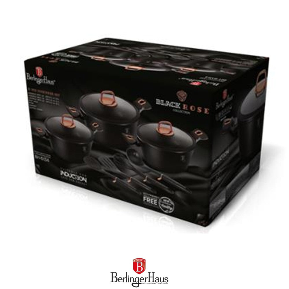 Berlinger Haus, 10 Pcs Cookware Set, Black Rose Collection