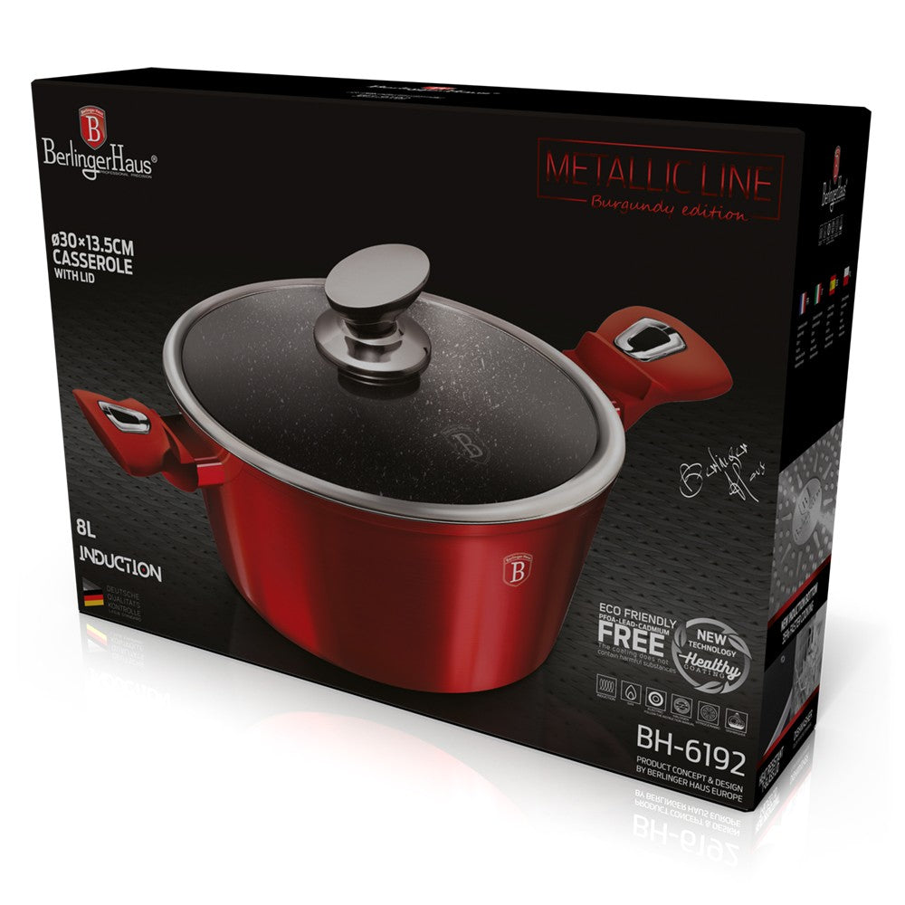 Berlinger Haus, Casserole With Lid, 30 Cm, Metallic Line Burgundy Edition