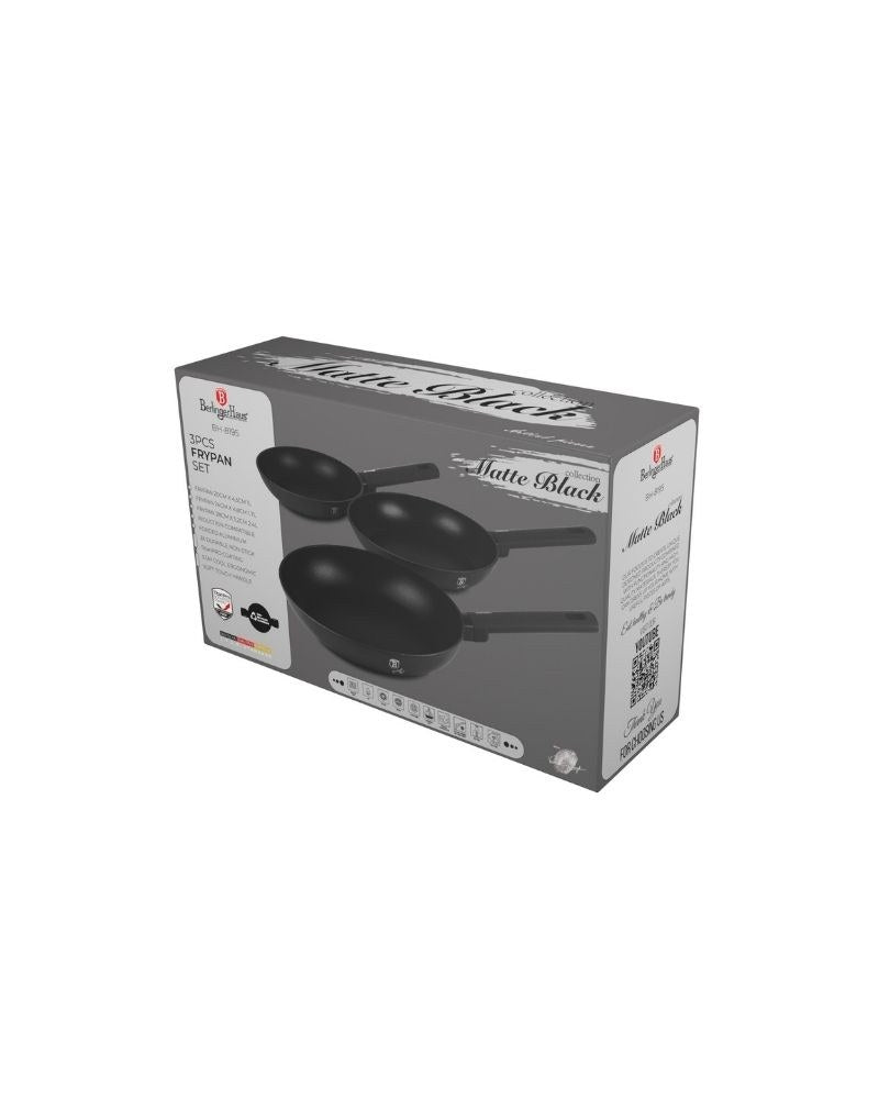 Berlinger Haus, Matte Black 3Pcs Frypan Set B/6