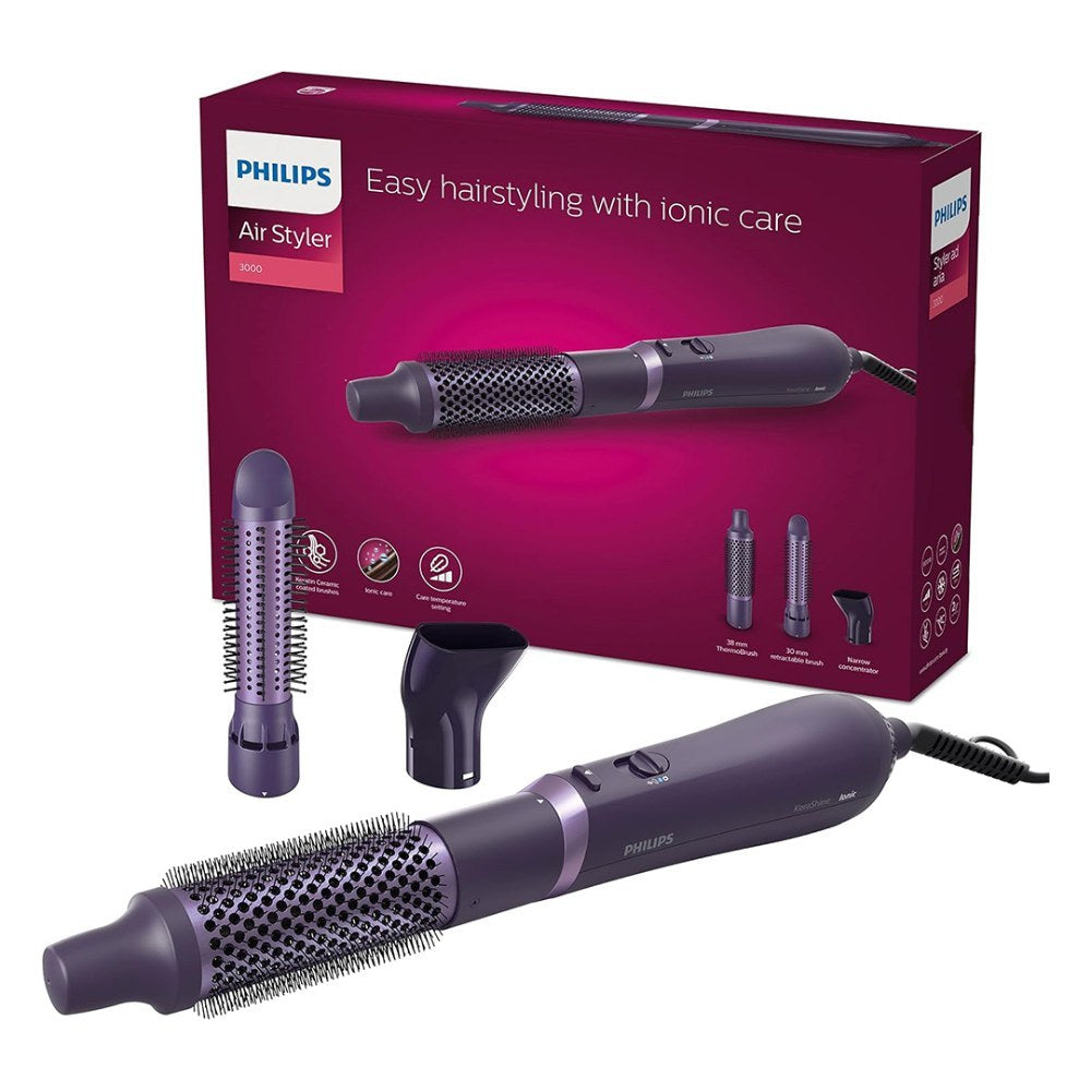 Philips, 3000 Series Blower Brush With Ceramic Coating And Keratin, Ionic Function, 3 Accessories (Model Bha305/00)