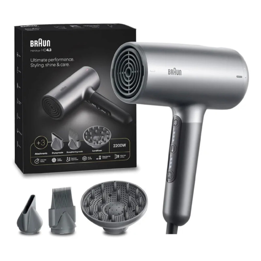 Braun, Hair Dryer 2200W Super Iontec + 3 Attachments + Diffuser