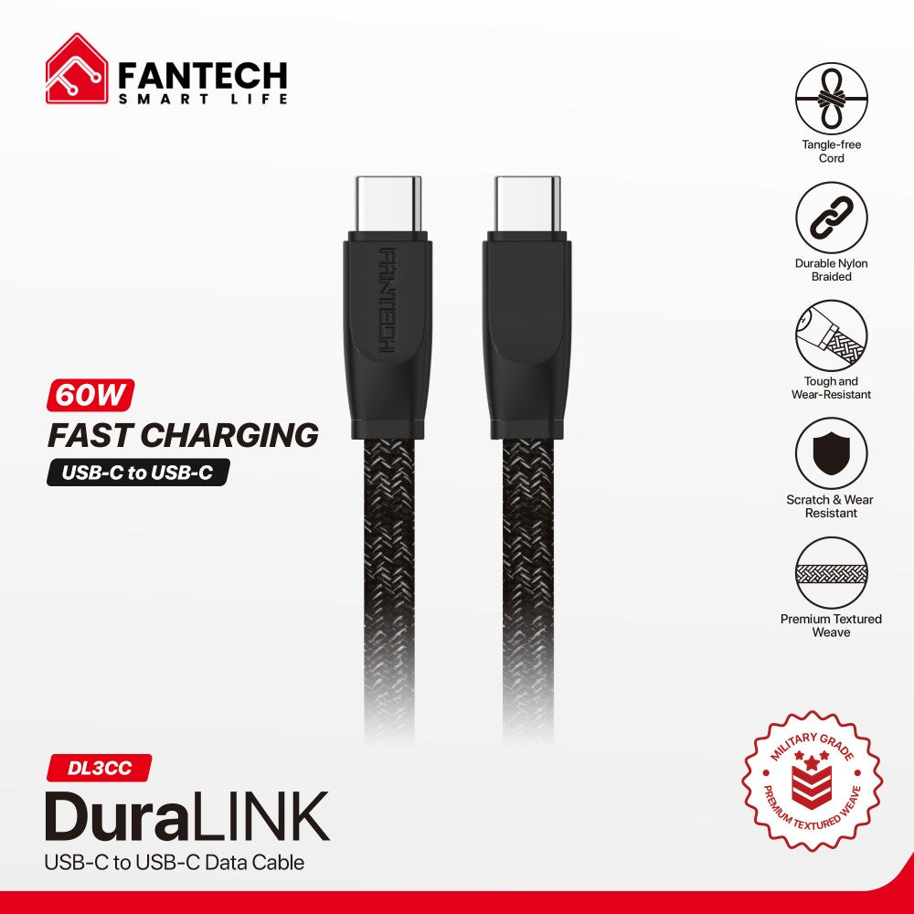 Fantech, Duralink Dl3 Braided Cable ? 1M, Durable & Fast Charging, Available in Different Models