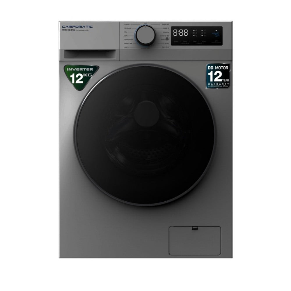 Campomatic, Washing Machine Front Load 12Kg 1400Rpm Inverter, Dd Motor, Stainless