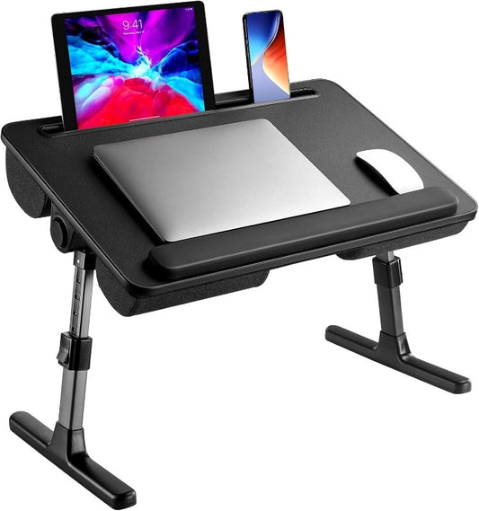 Conq. Laptop Holder K15 Black. Material:Mdf+Pu Leather.Product Size:597*34*(28-37Cm).Four Gear Angles Adjustment