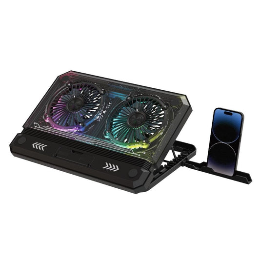 Conq. Laptop Cooler Rgb With Mobile Holder Ls030 -Black