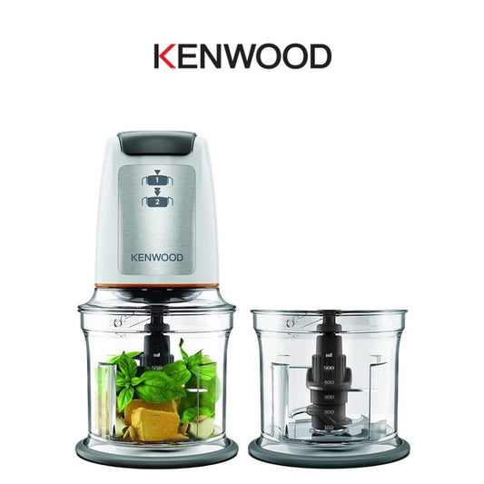 Kenwood, Chopper 500W Electric Food Chopper With 2 X 500Ml Bowl, Dual Speed, Stainless Steel Quad Blade, Multi Mayo Mayonnaise Attachment, Spatula, Ice Crush Function Chp61.200Wh White