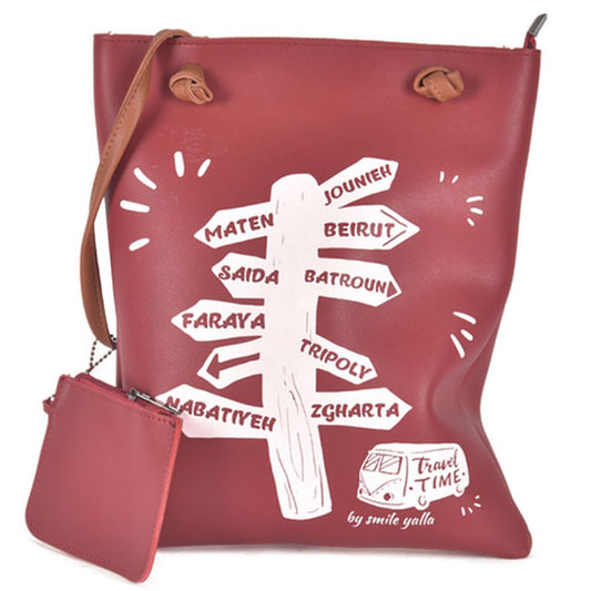 Smile Yalla, Cool Lebanese Travel Handbag, Red