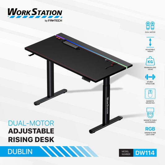 Fantech, DW114 DUBLIN Work Station, Dual Electrical Motor, Adjustable Height Desk, load up to 120KG, Magnetic Mousepad, DESK D42