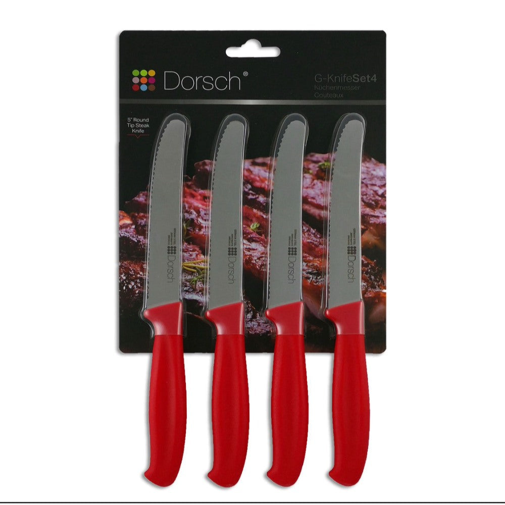 Dorsch, Steak Knives 4 Pieces Red, German Steel