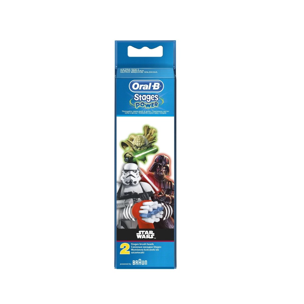 Braun, Oral-B Replacement Brush Heads For Kids Rechargeable Tooth Brush (Star Wars), EB10-2K STARWARS