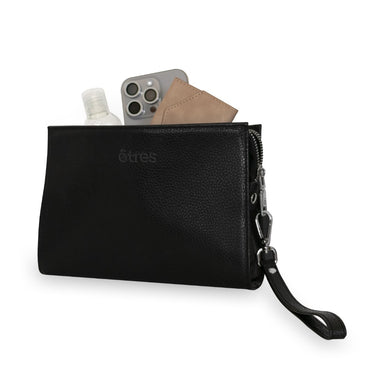 Etres, Handbag Black In Similpelle Con Zip E Tr
