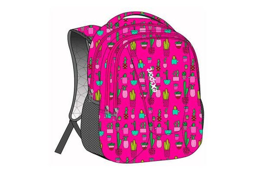 Exsport, Backpack Pink Cactus, Girls, High Canvas Backpack, Students Back To School Lightweight, Book Bag, Travel Backpack With Side Pockets, Pink